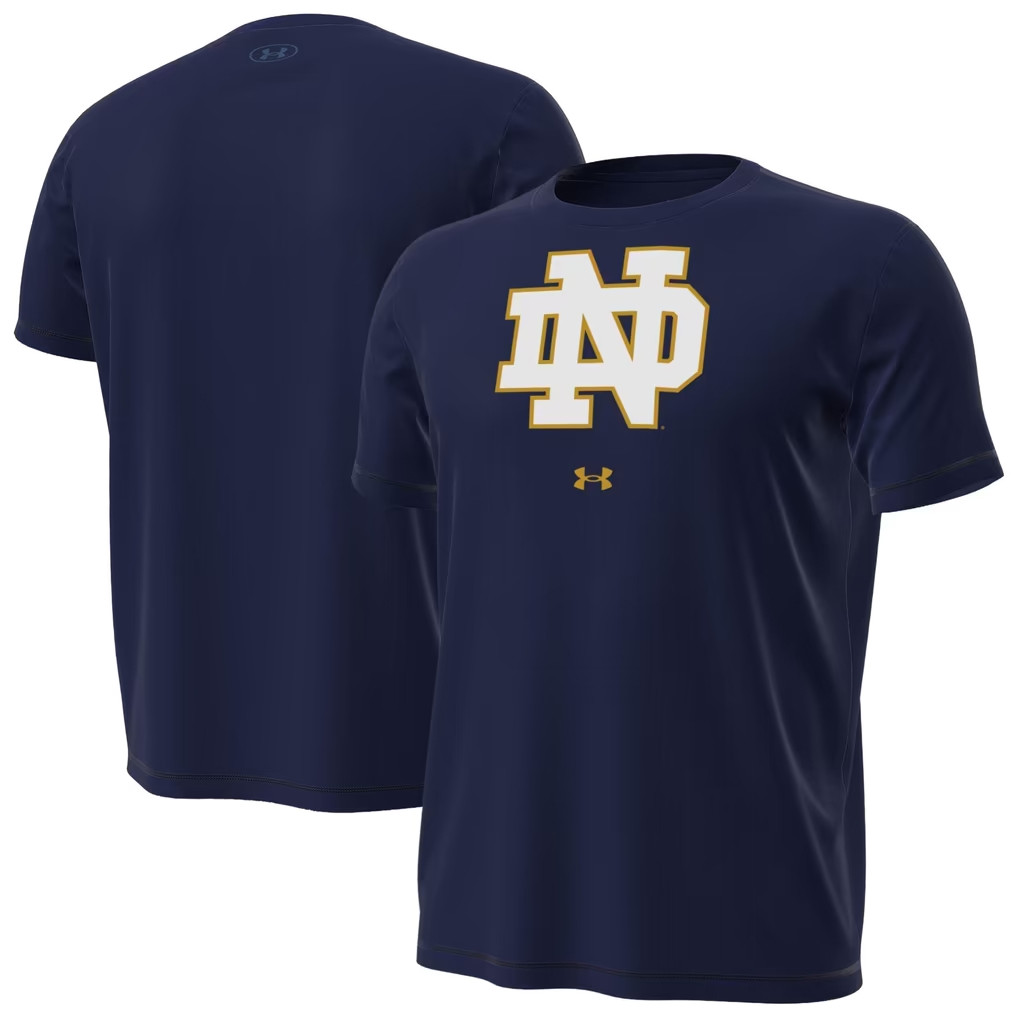 Notre Dame Fighting Irish Merch Under Armour Notre Dame Fighting Irish Core Tech T-Shirt Navy