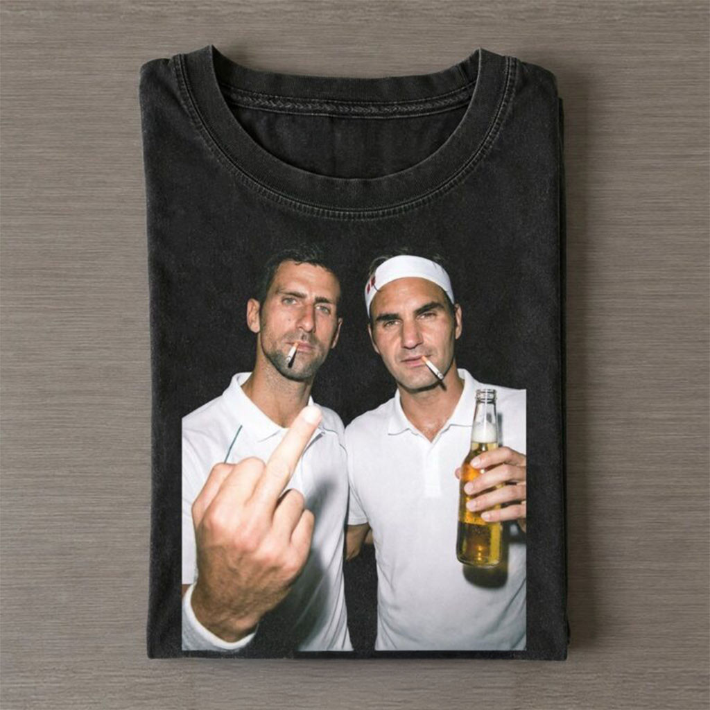 Novak Djokovic And Roger Federer 2026 Vintage Drunk Smoke Wash Shirt Tennis Fans Gifts Novak Djokovic And Roger Federer 2026 Vintage Drunk Smoke Wash Shirt Tennis Fans Gifts