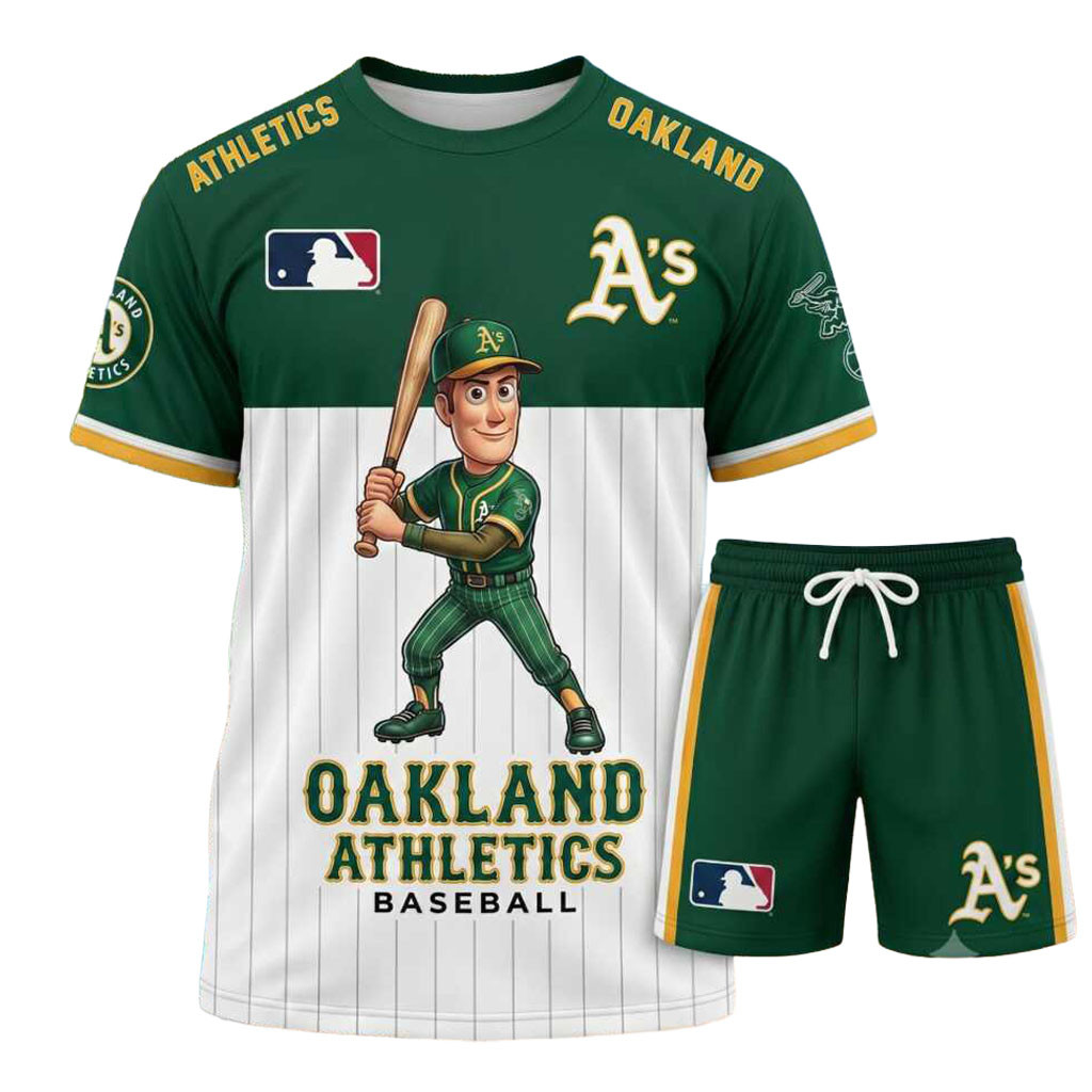 Oakland Athletics Baseball Cartoon Player Shirt And Shorts Oakland Athletics Merch Fan Gifts