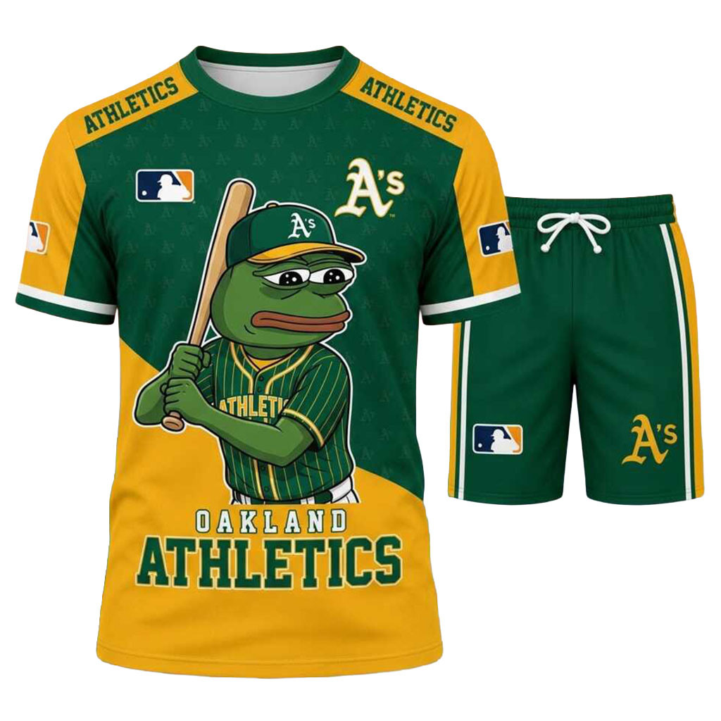 Oakland Athletics Pepe The Frog Shirt And Shorts Set Athletics Merch Gift For Baseball Lovers