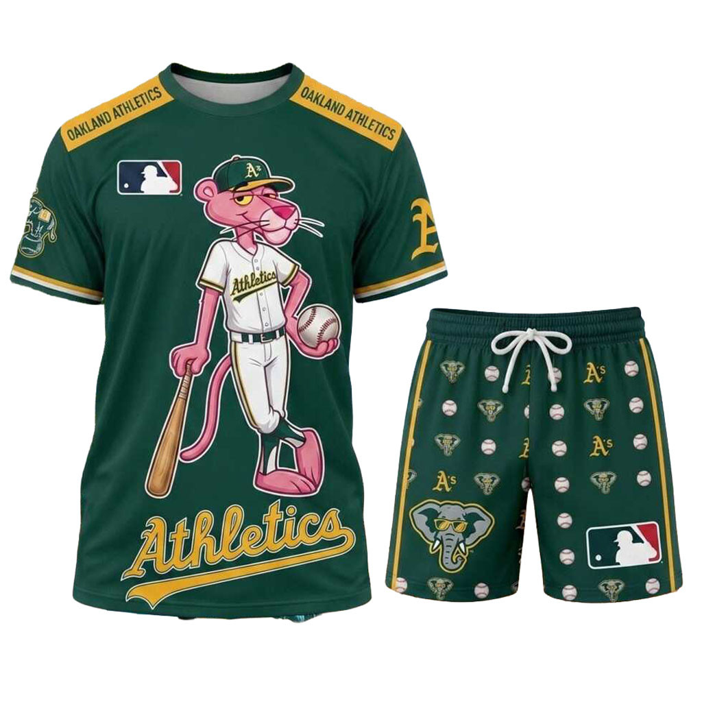 Oakland Athletics Pink Panther Shirt And Shorts Oakland Athletics Merch Gifts For Baseball Fans Oakland Athletics Pink Panther Shirt And Shorts Oakland Athletics Merch Gifts For Baseball Fans