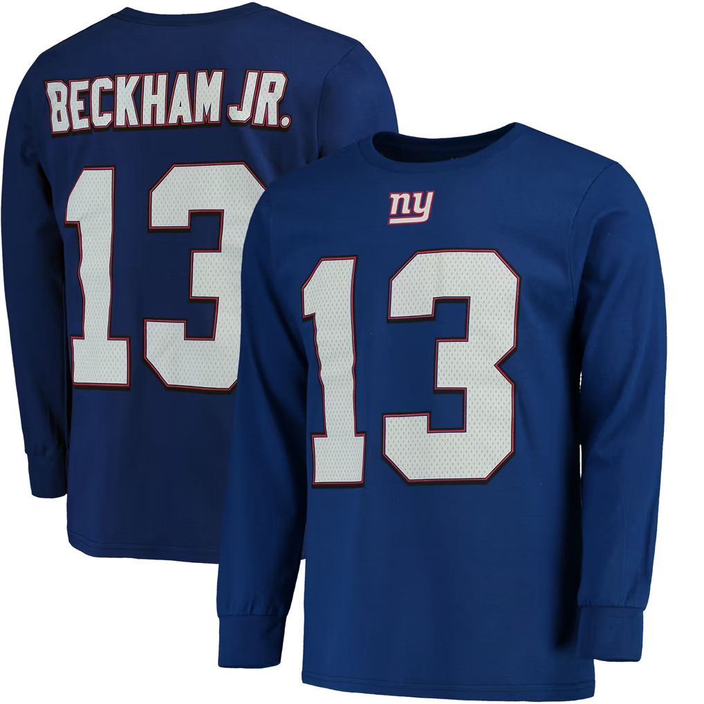 Odell Beckham Jr Merch 2026 Beckham Jr Royal #13 NY Giants Eligible Receiver Long Sleeve Shirt