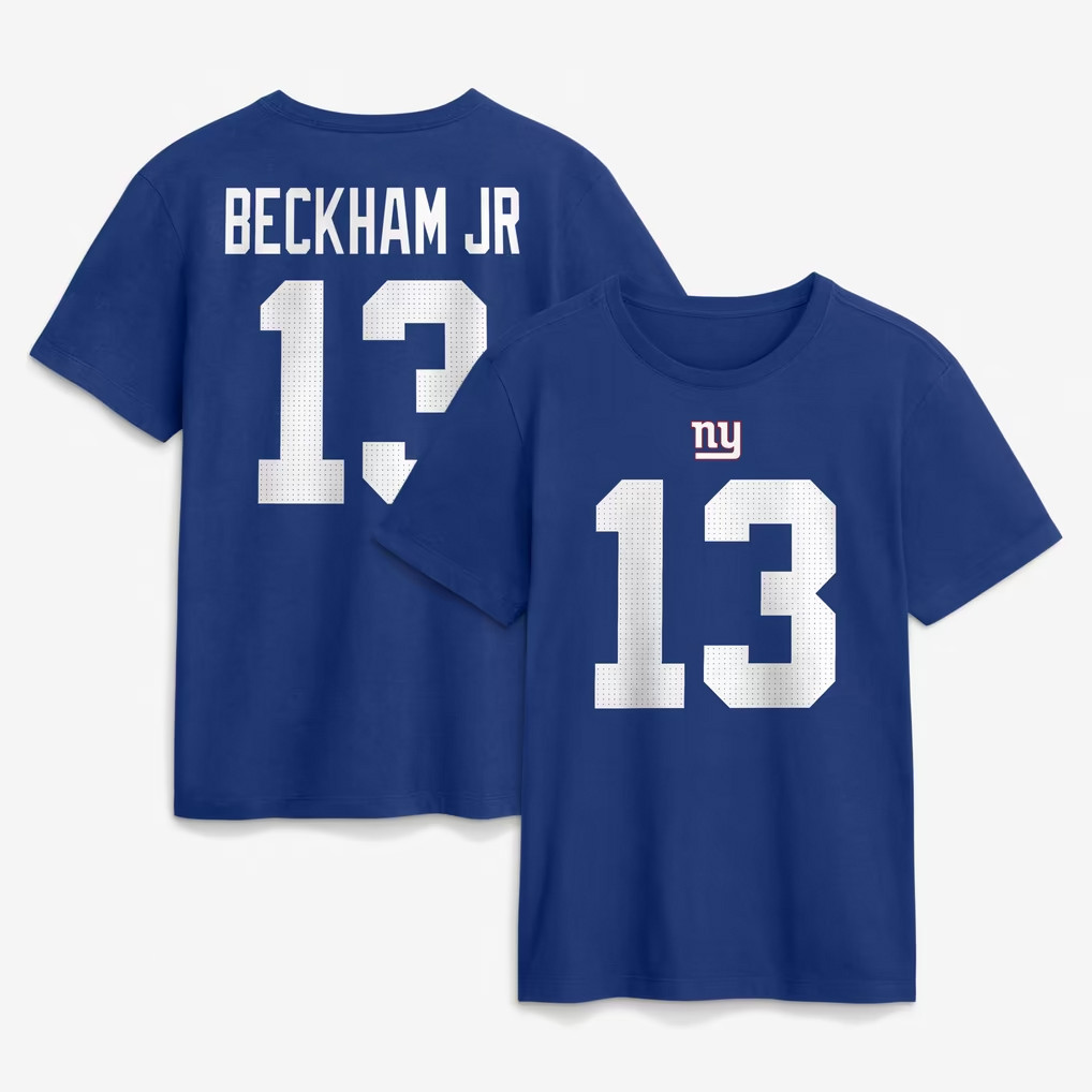 Odell Beckham Jr Merch New York Giants #13 Odell Beckham Jr Royal Name And Number T-Shirt Gifts