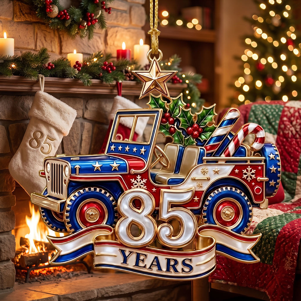 Off Road Vehicle 85Th Anniversary Christmas Ornament Patriotic Jeep Style Holiday Tree Hanging Off Road Vehicle 85Th Anniversary Christmas Ornament Patriotic Jeep Style Holiday Tree Hanging