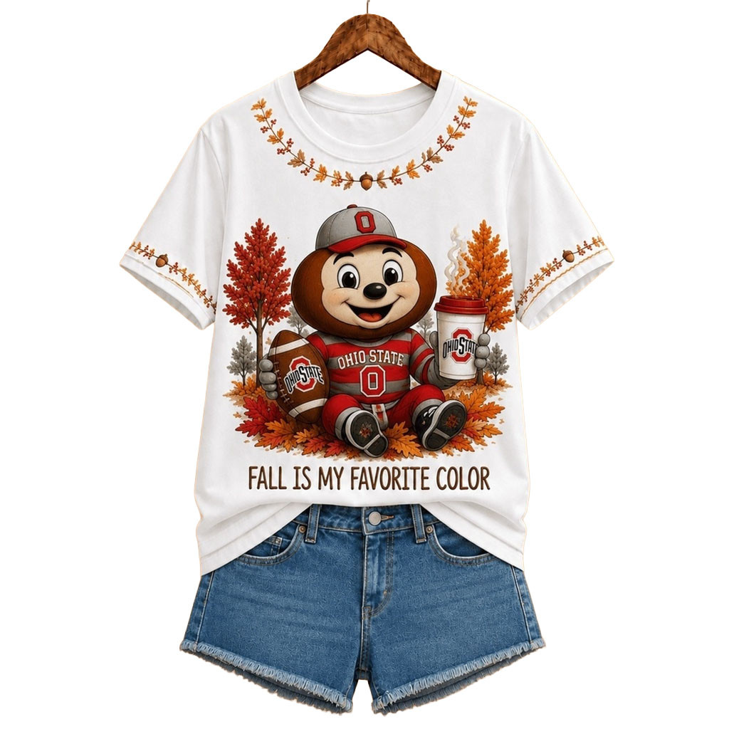Ohio State Buckeyes Fall Is My Favorite Color T-Shirt Buckeyes Merch Gift for Football Lovers