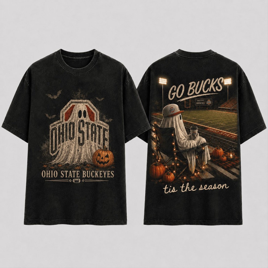 Ohio State Buckeyes Merch Halloween Ghost T-Shirt Tis The Season Tee Gifts For Football Fan Ohio State Buckeyes Merch Halloween Ghost T-Shirt Tis The Season Tee Gifts For Football Fan
