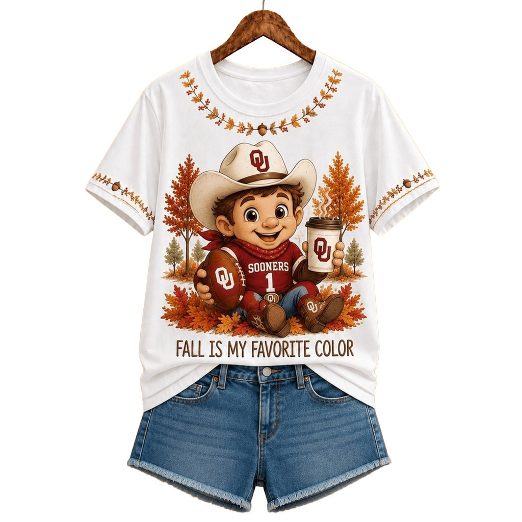 Oklahoma Sooners Merch Fall Is My Favorite Color T-Shirt Football Team Gifts Ideas