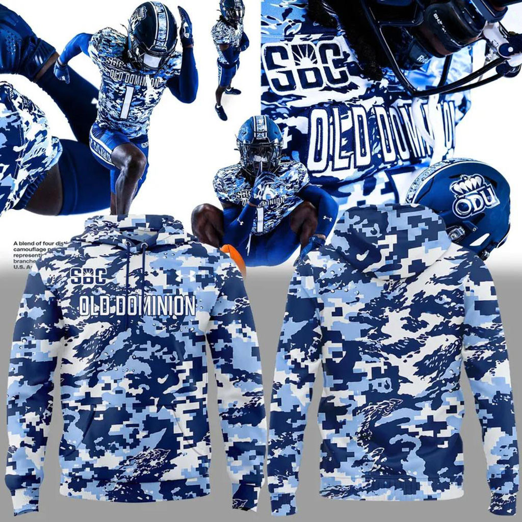 Old Dominion Monarchs College Football Blue Camo Hoodie 2026 Old Dominion Monarchs Merch Gifts