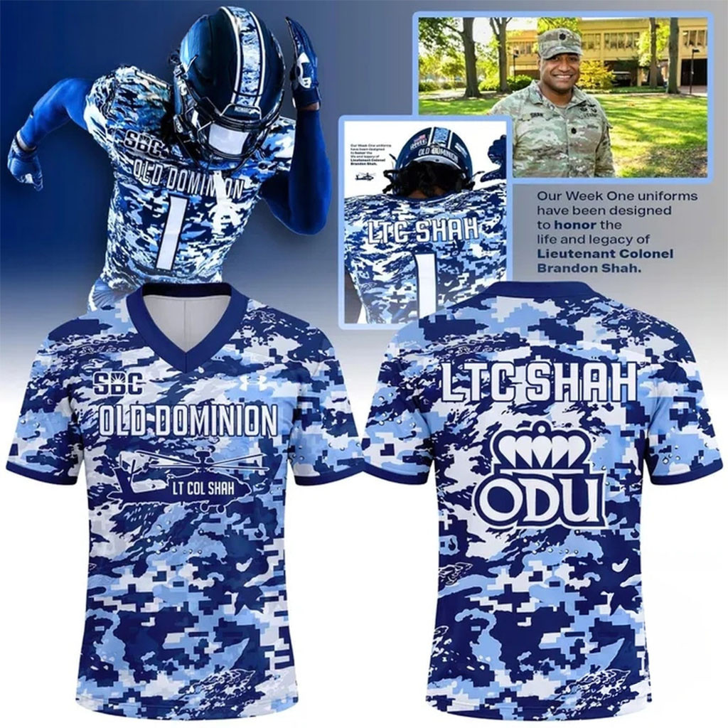 Old Dominion Monarchs Lieutenant Colonel Brandon Shah Football Jersey Monarchs Merch 2026 Old Dominion Monarchs Lieutenant Colonel Brandon Shah Football Jersey Monarchs Merch 2026