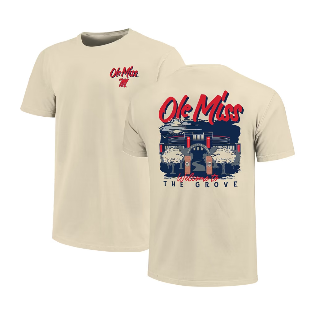 Ole Miss Merch 2026 Ole Miss Rebels Image One Hand-Drawn Campus Stack T-Shirt The Grove Shirt