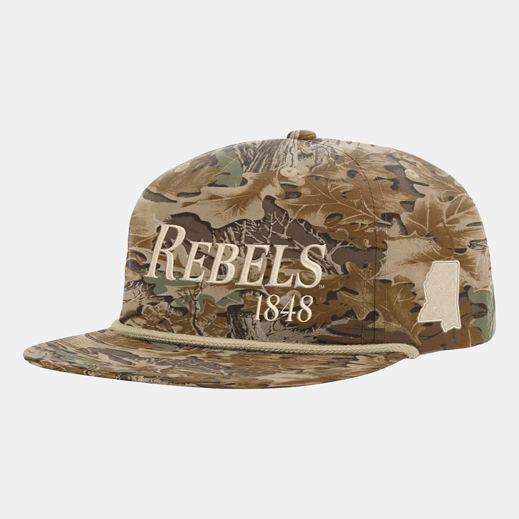Ole Miss Merch 2026 Ole Miss Rebels Uscape Apparel Traditional Trail Golfer Snapback Hat Camo