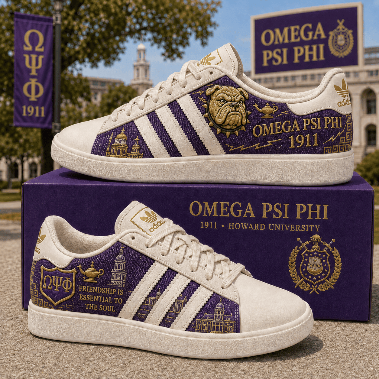 Omega Psi Phi Fraternity Sneakers 1911 Friendship Is Essential To The Soul Shoes Gifts For Ques