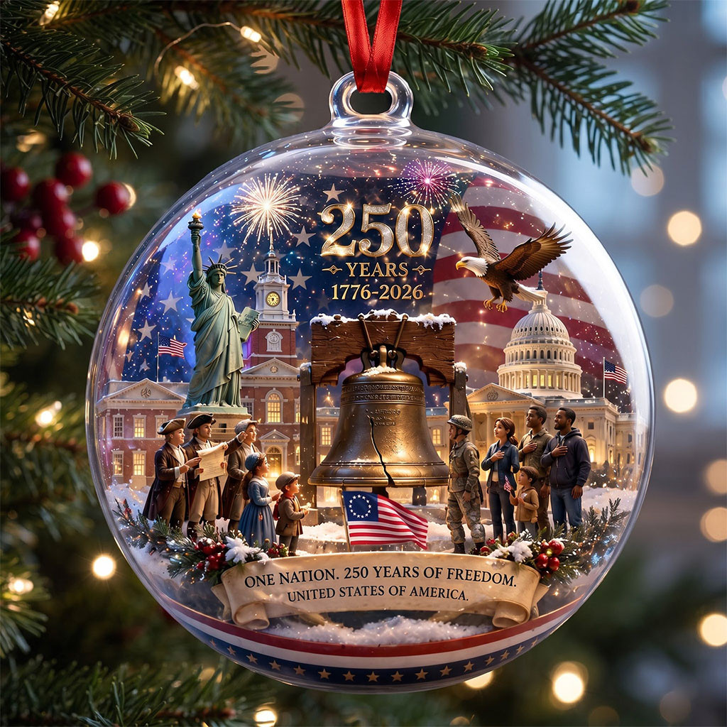 One Nation America 250 Years Of Freedom Acrylic Christmas Ornament Xmas Gifts For Patriots