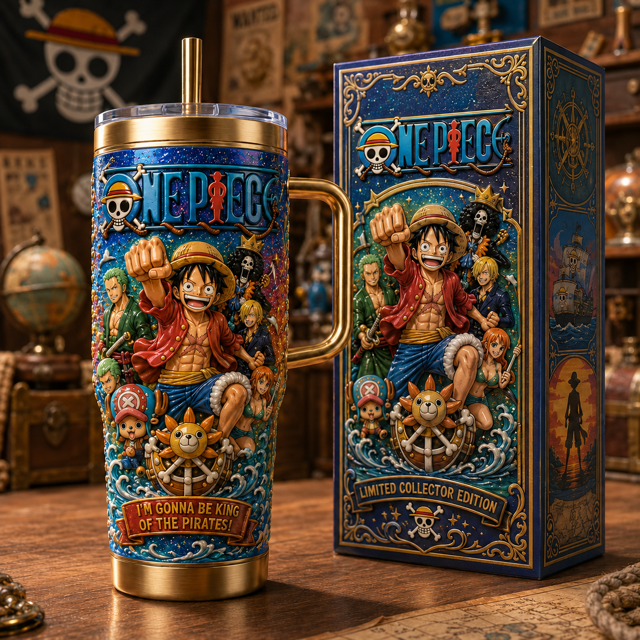 One Piece Grand Sea Pirate Tumbler Adventure Crew Travel Cup One Piece Merch Anime Fan Gifts