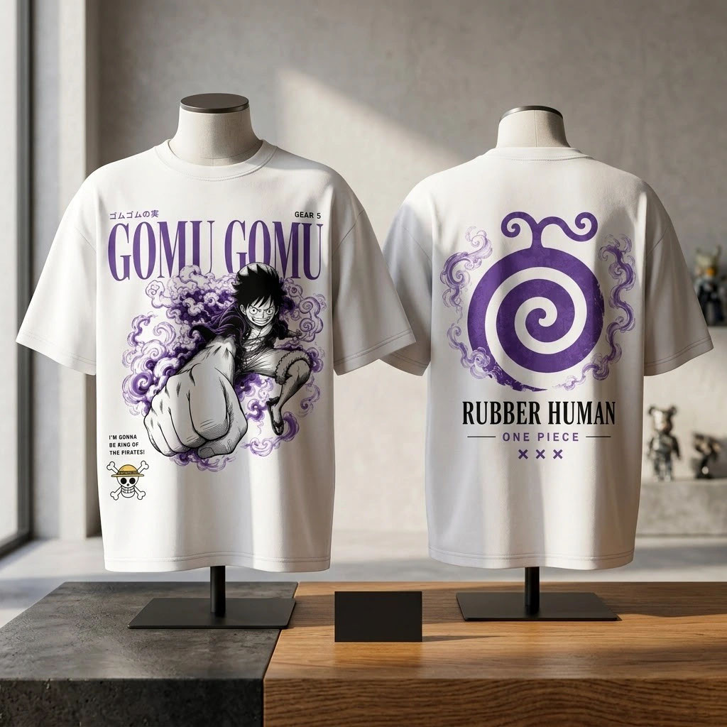 One Piece Luffy Gomu Gomu No Mi Devil Fruit Graphic T-Shirt One Piece Merch Gifts For Son