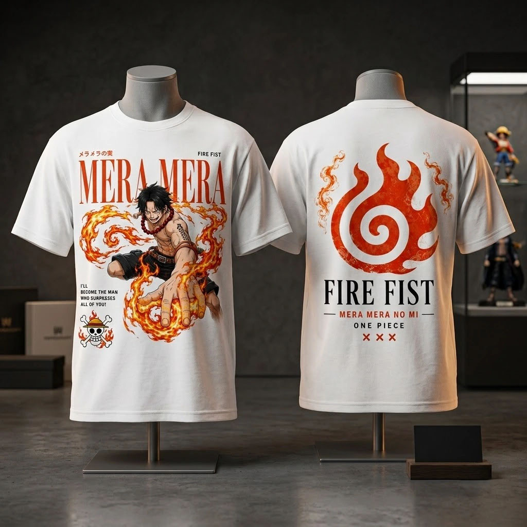 One Piece Portgas D Ace Mera Mera No Mi Devil Fruit Graphic T-Shirt One Piece Merch Him Gifts