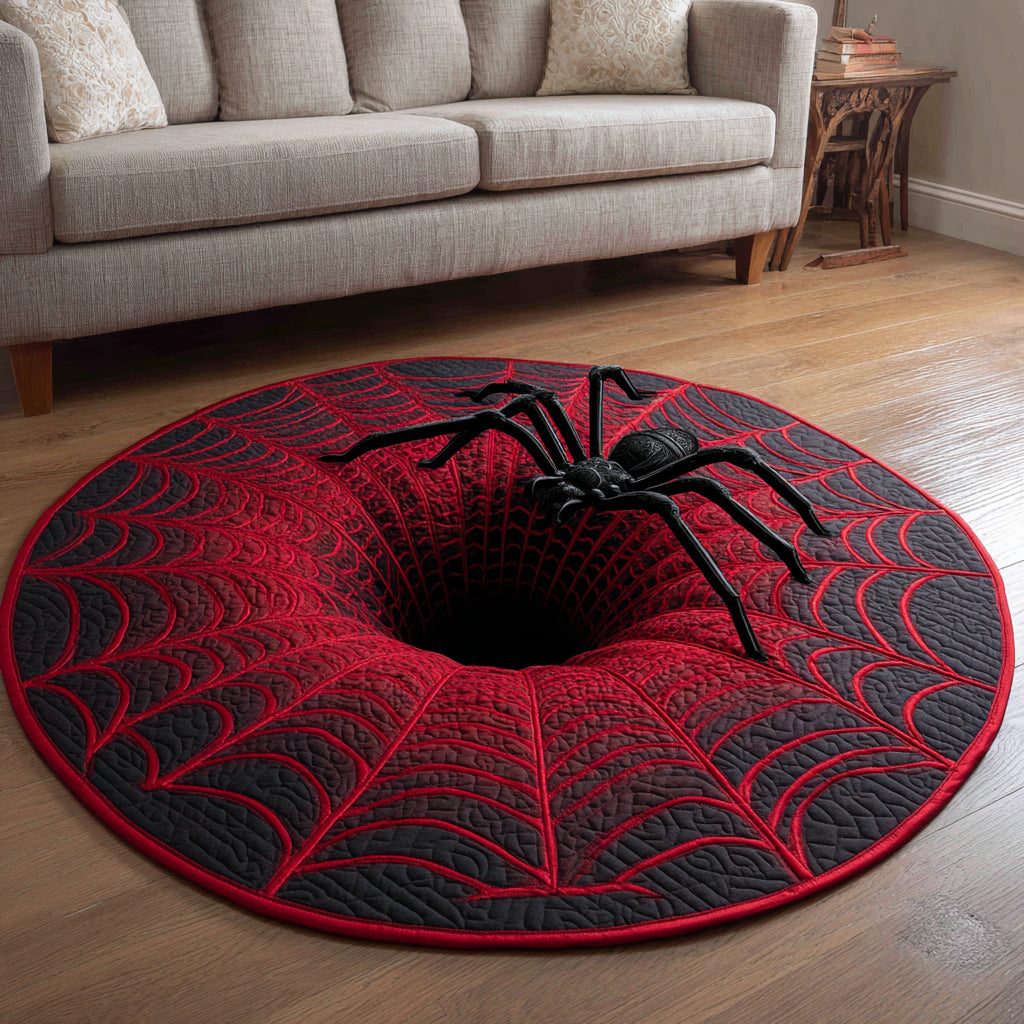 Optical Spider Quilted Round Mat Living Room Decor Ideas Cute Halloween Gifts