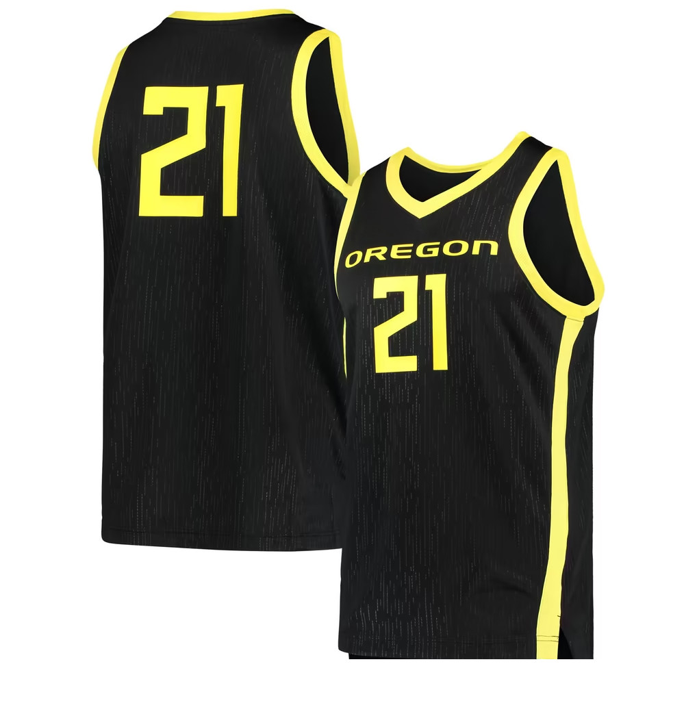 Oregon Ducks Merch 2026 #21 Black Oregon Ducks Team Replica Basketball Jersey Gift For Fans