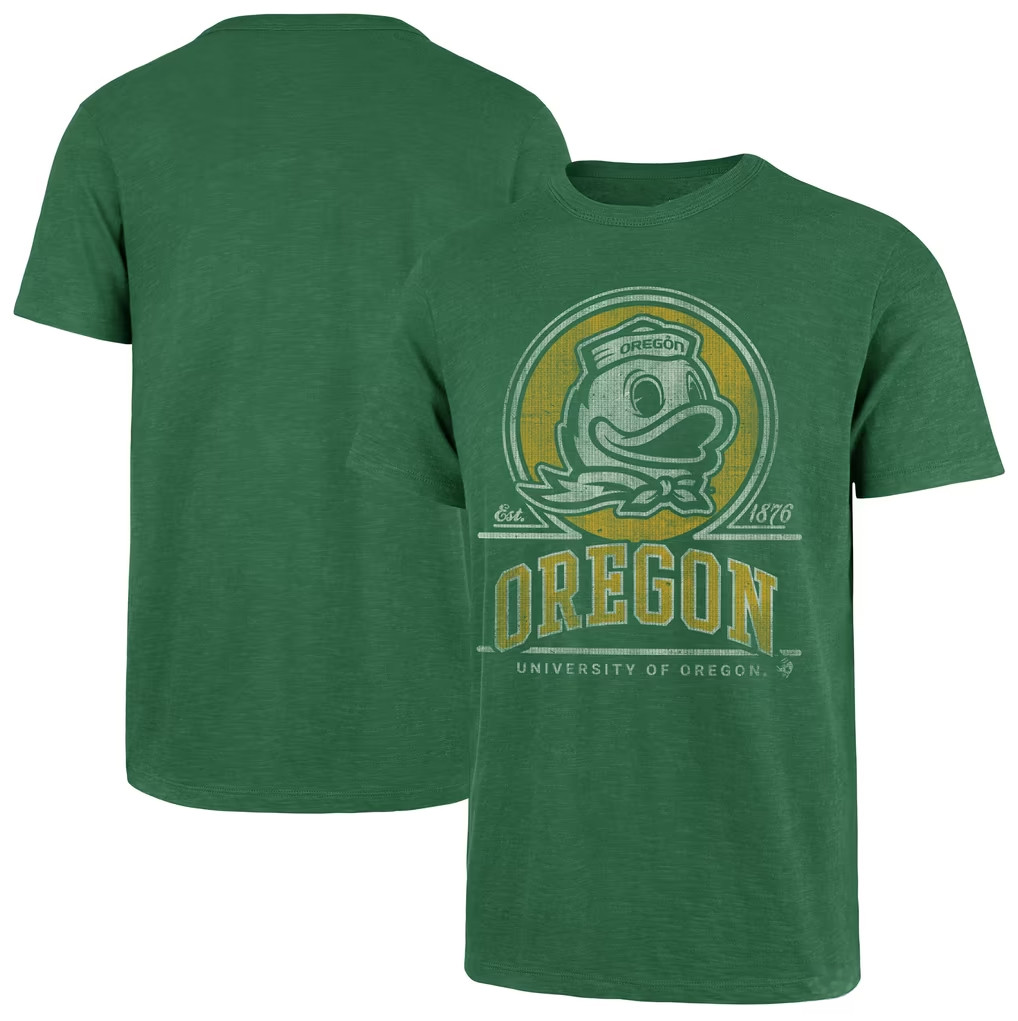 Oregon Ducks Merch 2026 '47 Oregon Ducks Emblem Mark Scrum T-Shirt College Sports Fan Gifts