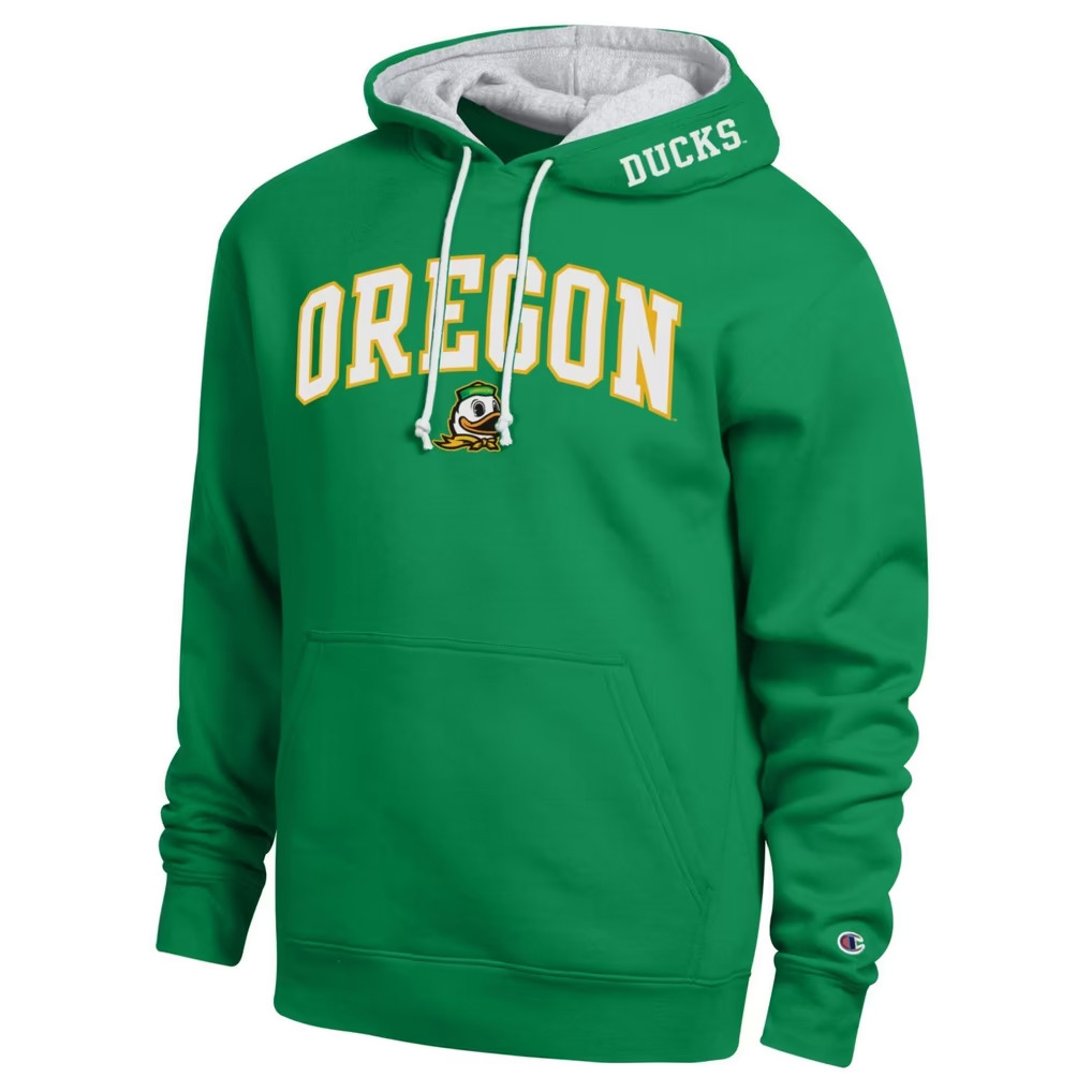 Oregon Ducks Merch 2026 Champion Green Oregon Ducks Arch Logo Hoodie Gift For Sports Lovers