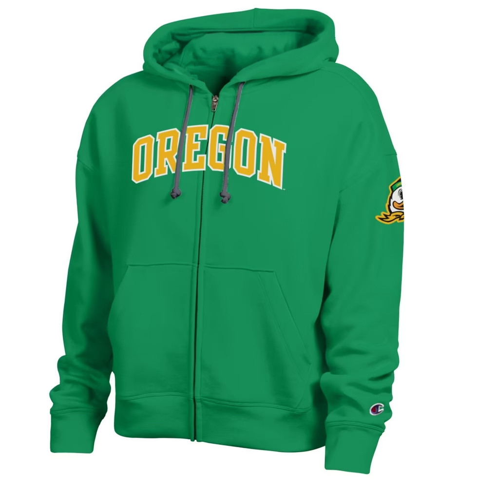 Oregon Ducks Merch 2026 Champion Green Oregon Ducks Arch Logo Zip Hoodie Present For Friends Oregon Ducks Merch 2026 Champion Green Oregon Ducks Arch Logo Zip Hoodie Present For Friends