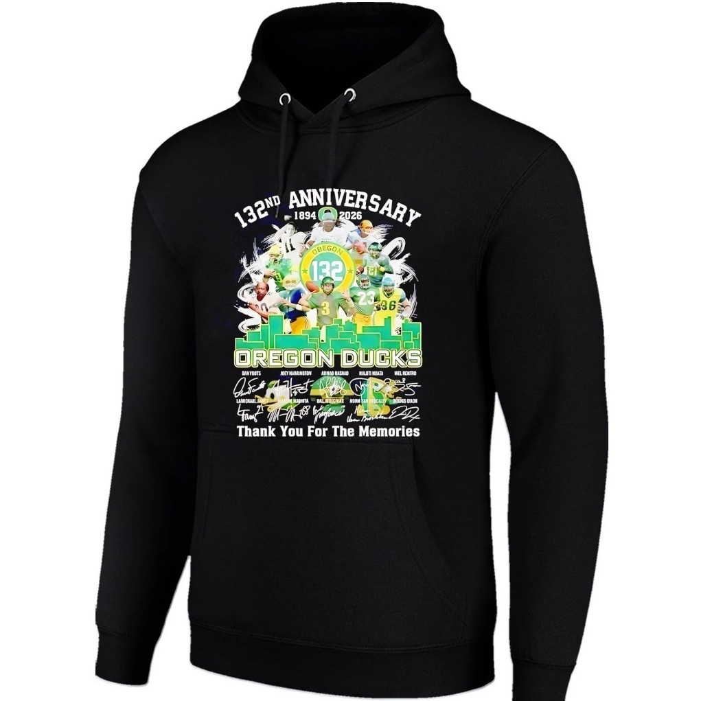 Oregon Ducks Merch 2026 Oregon Ducks 132nd Anniversary Signed Hoodie Gift For Football Fans