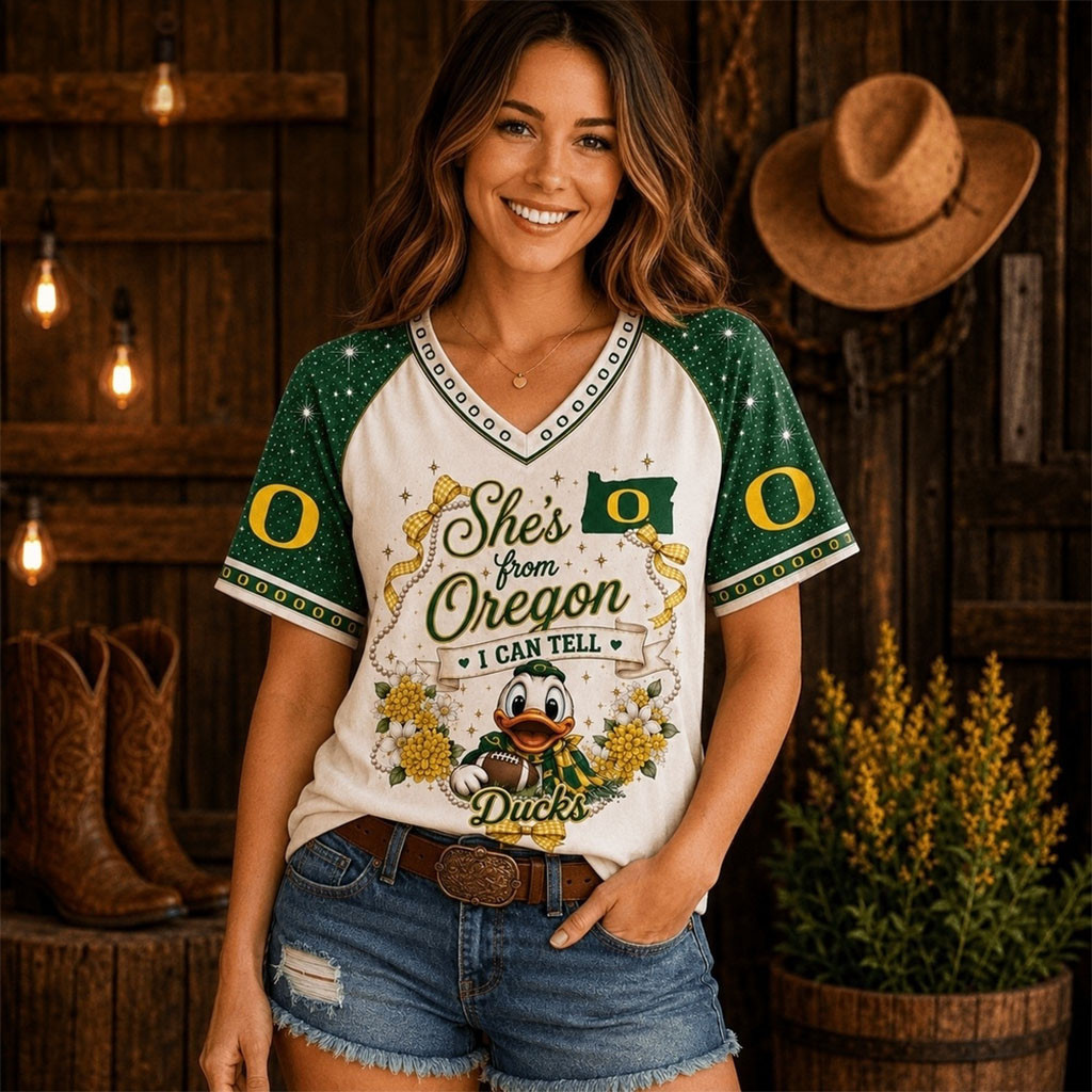 Oregon Ducks Merch Bow And Floral Team Spirit V-Neck Shirt Unique Gifts For Football Lovers Oregon Ducks Merch Bow And Floral Team Spirit V-Neck Shirt Unique Gifts For Football Lovers