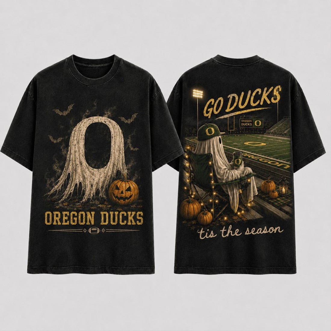 Oregon Ducks Merch Halloween Ghost T-Shirt Tis The Season Shirt Gifts For Football Lovers