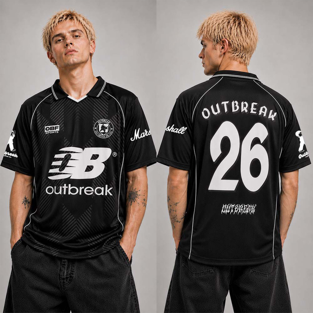 Outbreak Festival 2026 Merch London UK Edition At Victoria Park On August 23 2026 Black Football Jersey