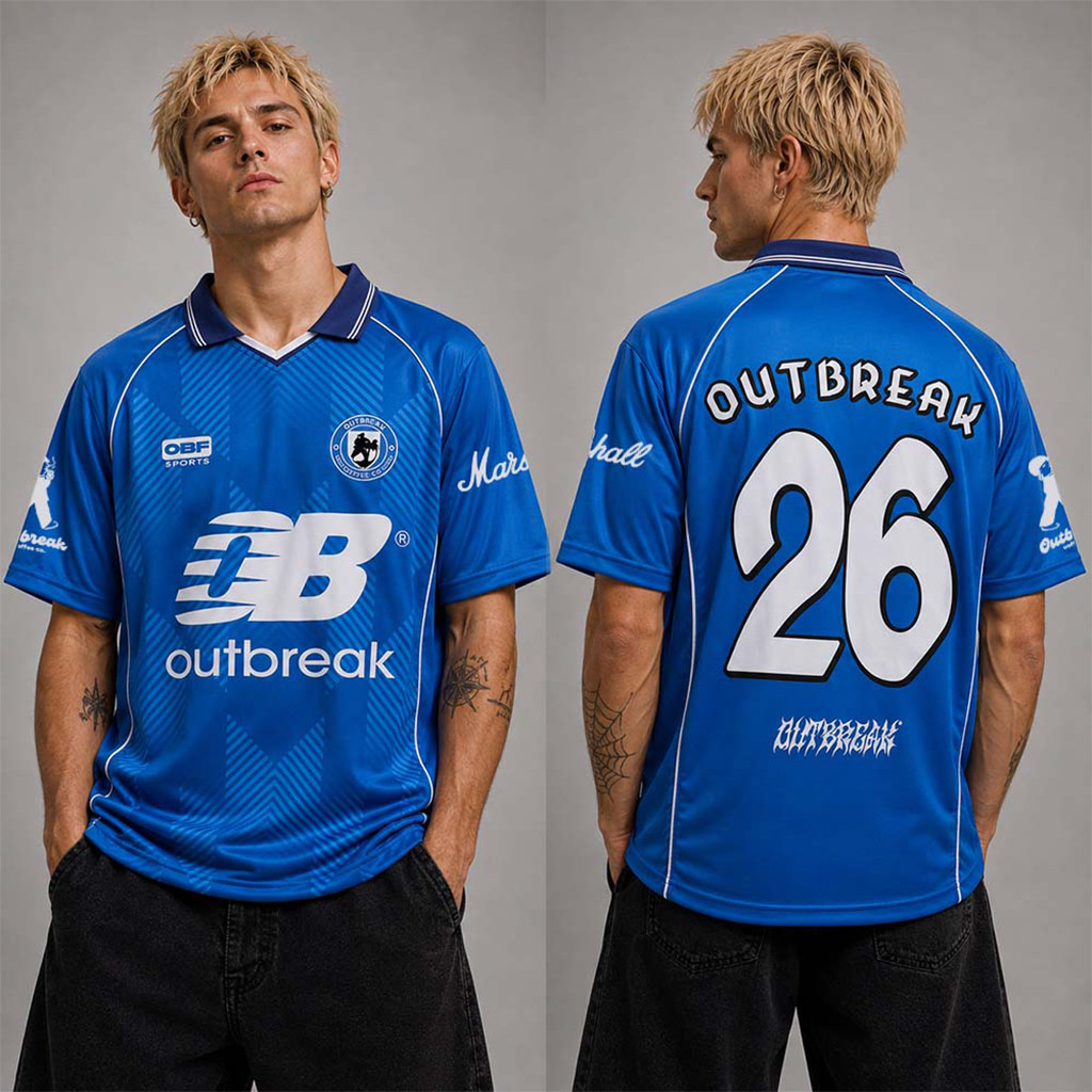 Outbreak Festival 2026 Merch London UK Edition At Victoria Park On August 23 2026 Blue Football Jersey