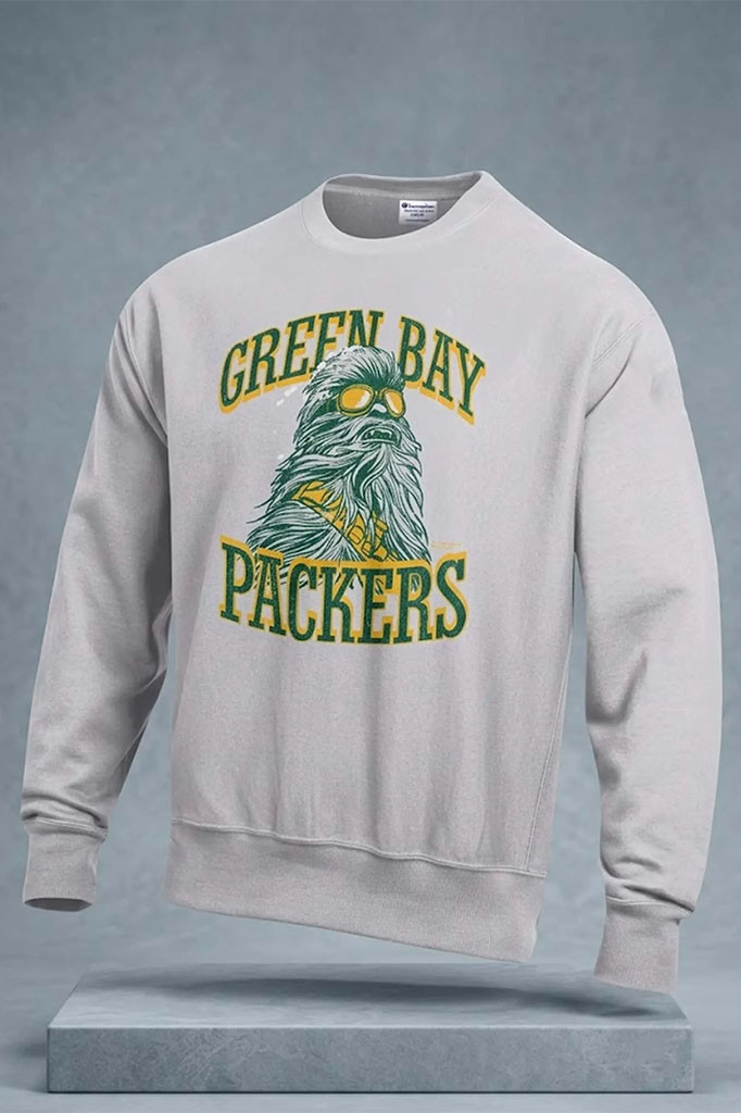 Packers Disney Collab Merch Green Bay Packers Chewbacca Sweatshirt Gift For Football Fans