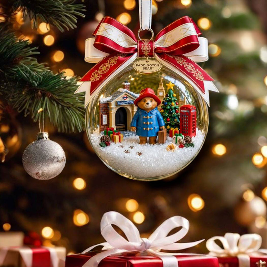 Paddington Bear Christmas Snow Scene Ball Ornament Paddington Bear Merch Xmas Tree Decor