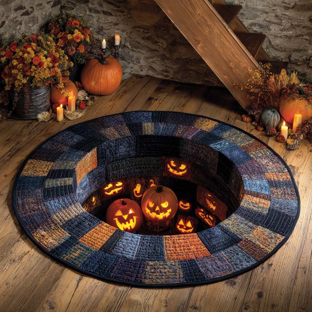 Patchwork Pumpkin Pit Quilted Round Mat Round Floor Rugs Birthday Halloween Gifts Patchwork Pumpkin Pit Quilted Round Mat Round Floor Rugs Birthday Halloween Gifts