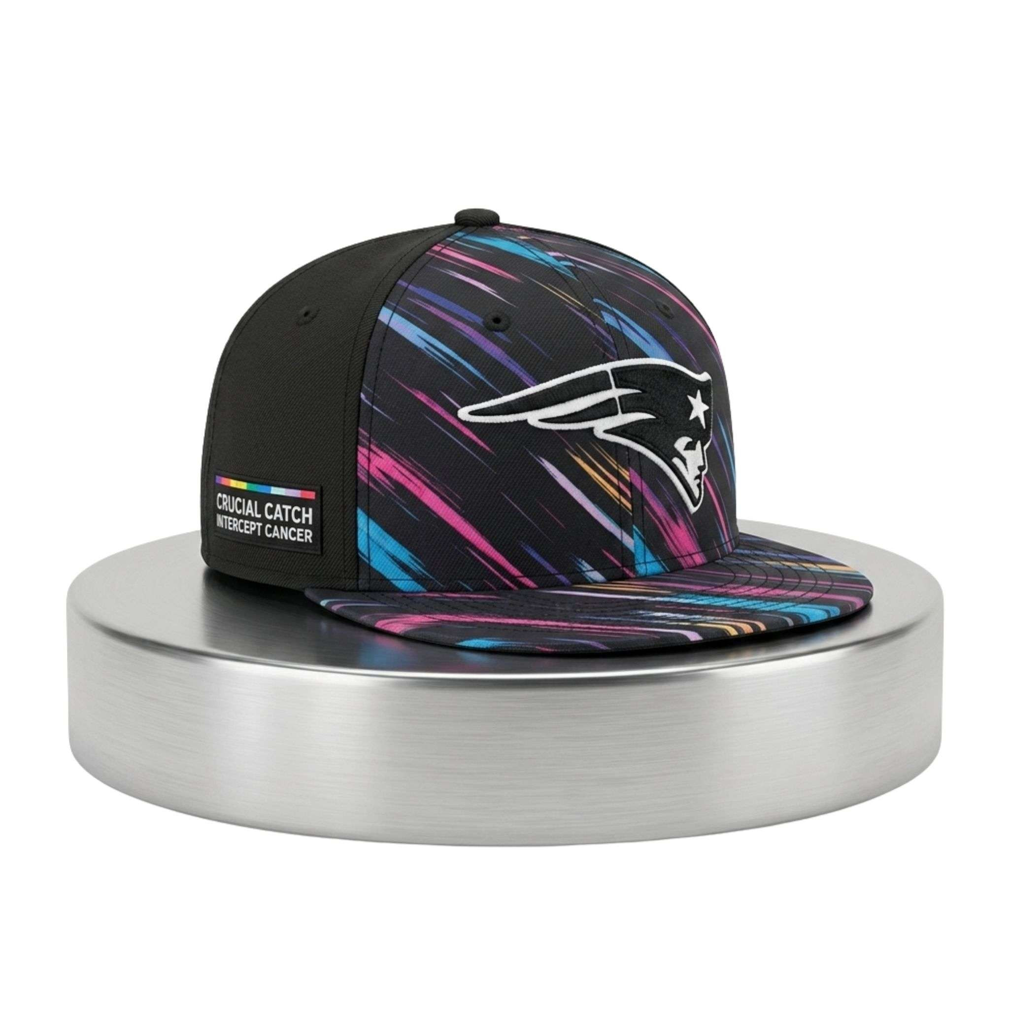 Patriots Crucial Catch Intercept Cancer 2026 Snapback Hat Embroidered New England Patriots Merch Patriots Crucial Catch Intercept Cancer 2026 Snapback Hat Embroidered New England Patriots Merch