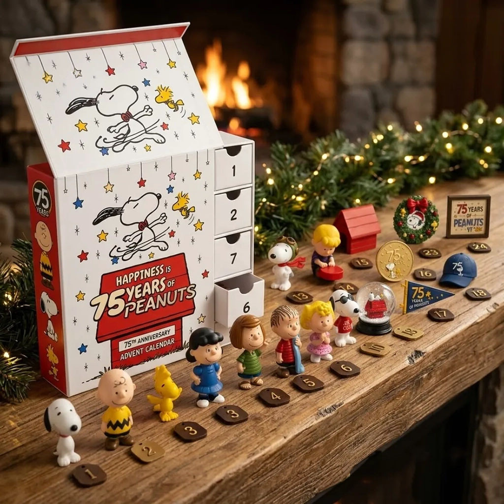 Peanuts 75th Anniversary 24-Piece Christmas Advent Calendar Christmas Tree Ornaments Decor