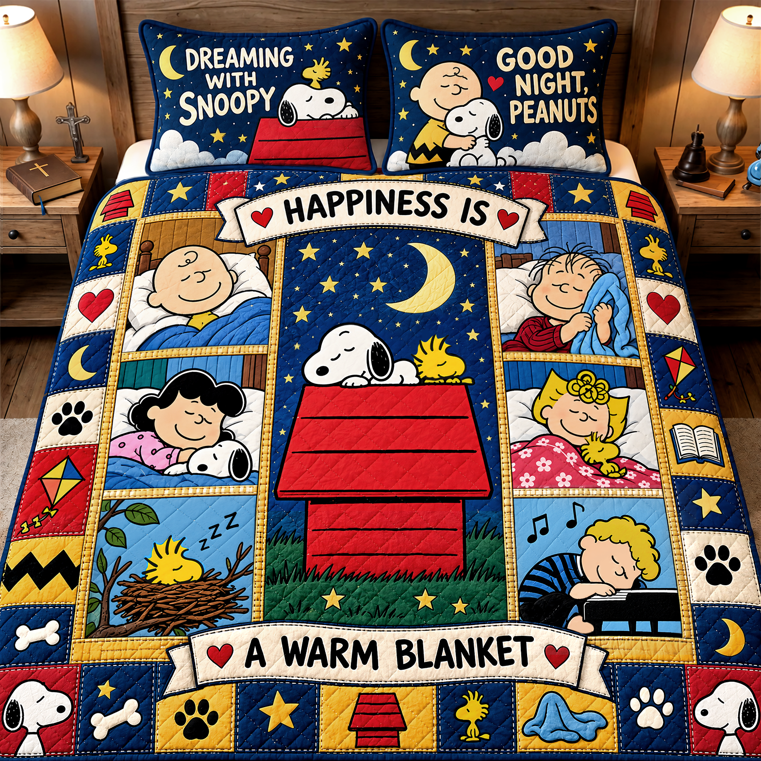 Peanuts Happiness Is A Warm Blanket Quilt Bedding Set Festive Winter Friends Bedroom Decor Peanuts Happiness Is A Warm Blanket Quilt Bedding Set Festive Winter Friends Bedroom Decor