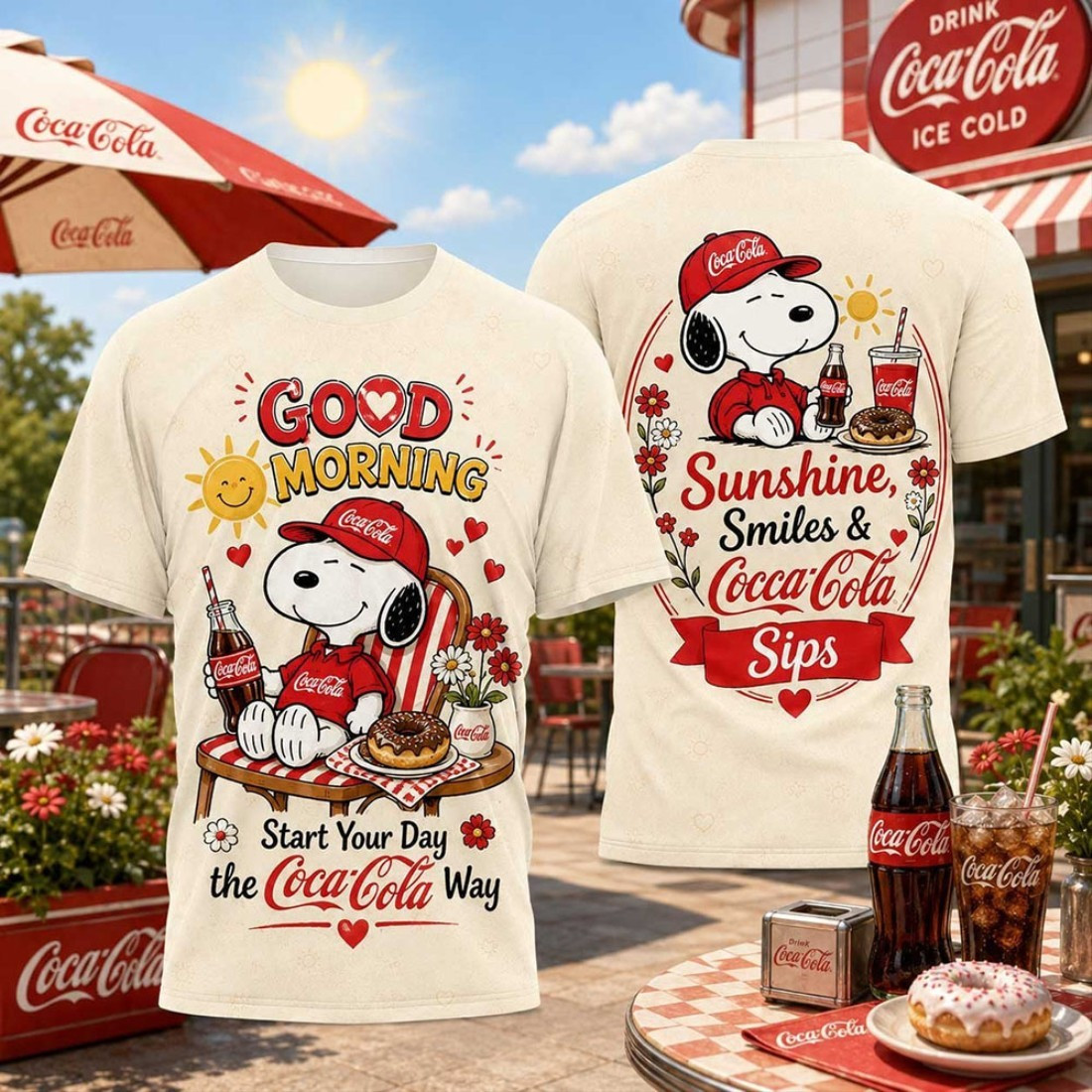 Peanuts Snoopy Coca Cola Retro Diner T-Shirt For Sunny Mornings and Cozy Coffee Breaks Clothing