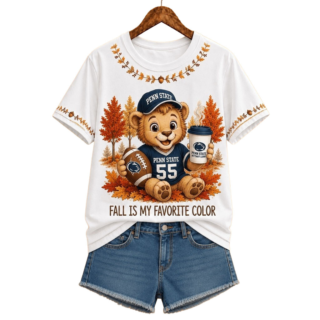 Penn State Nittany Lions Merch Fall Is My Favorite Color T-Shirt Best Football Related Gifts