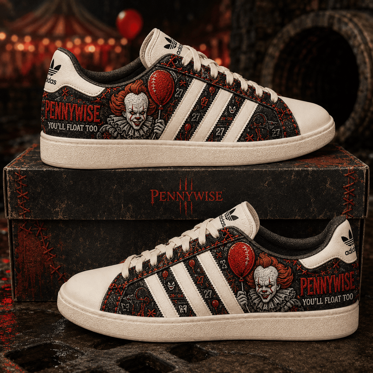 Pennywise Merch You'll Float Too Sneakers Horror Movie Shoes Halloween Gifts For Pennywise Fans Pennywise Merch You'll Float Too Sneakers Horror Movie Shoes Halloween Gifts For Pennywise Fans
