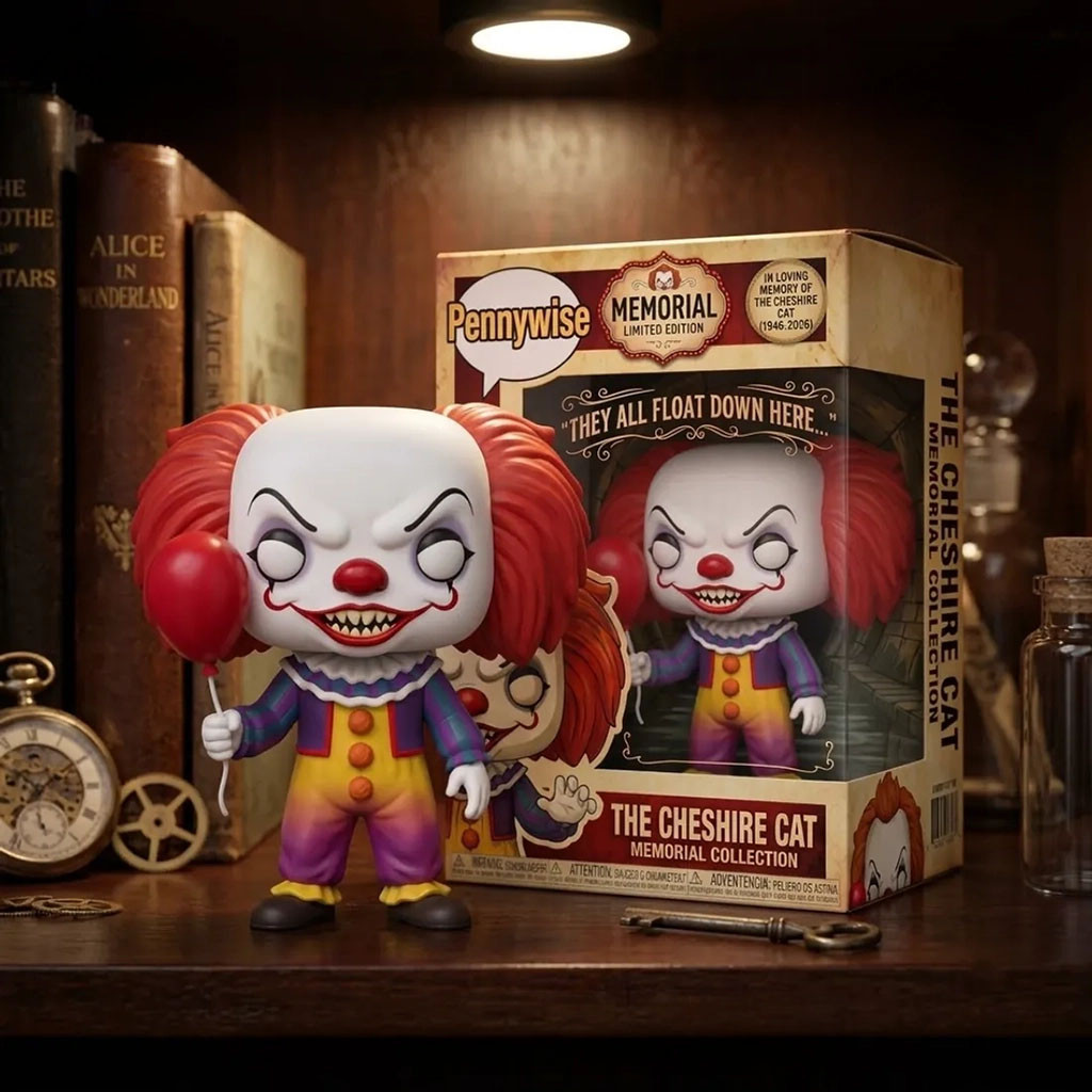 Pennywise x Cheshire Cat 1946-2006 Memorial Funko Pop Pennywise Merch Display Decor