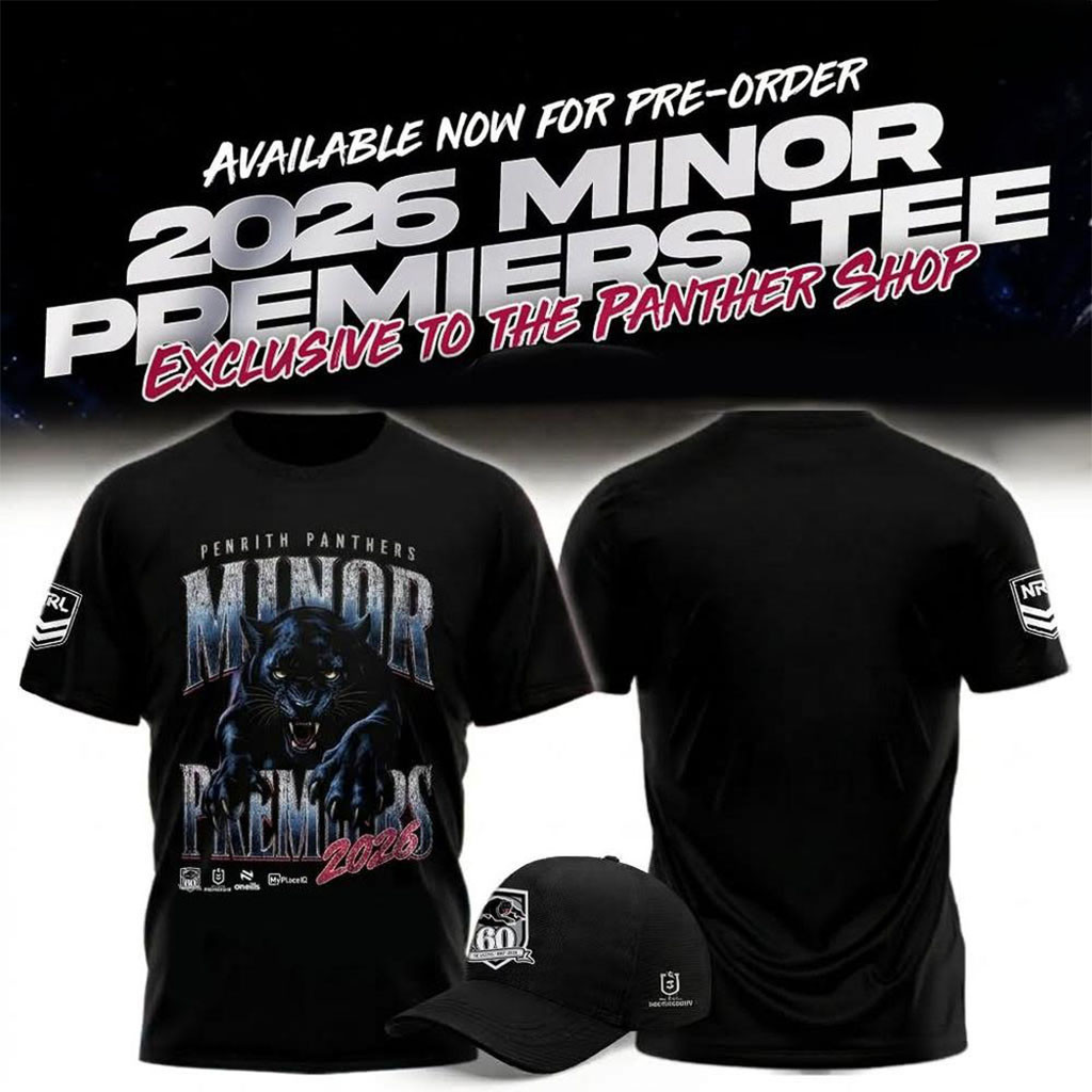 Penrith Panthers 2026 Minor Premiers 60th Anniversary T-Shirt Penrith Panthers Merch Black