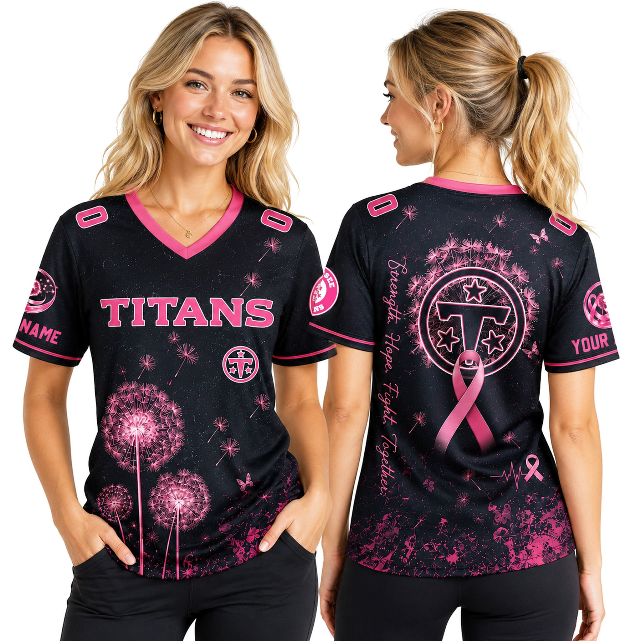 Personalised 2026 Titans Breast Cancer Month Jersey Tennessee Titans Merch Cancer Fighter Gifts