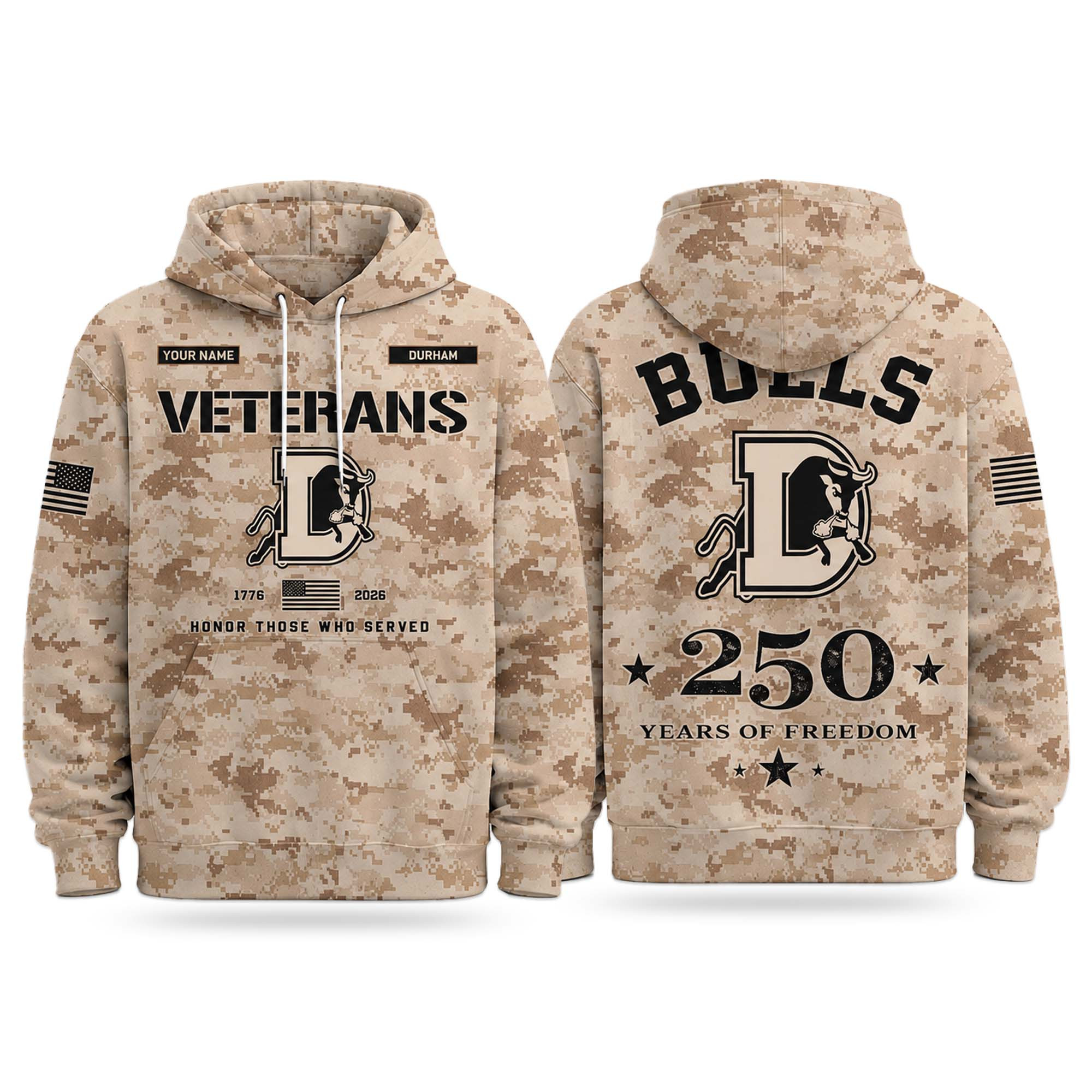 Personalized 2026 Bulls Veterans Day 250 Years Of Freedom Hoodie Bulls Merch Military Gifts