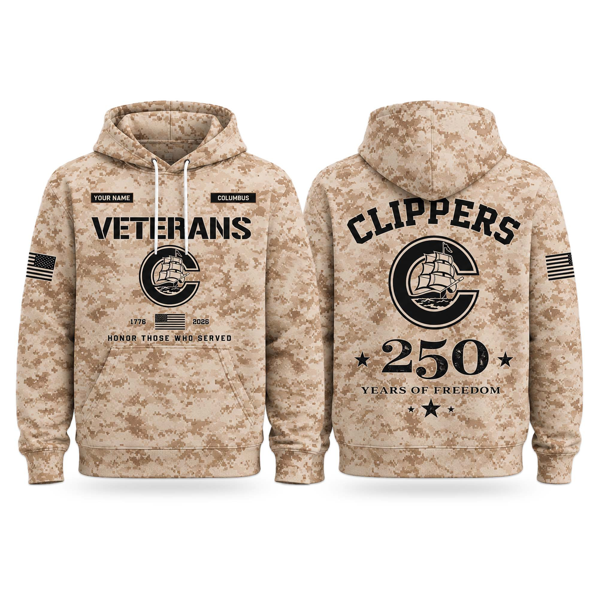 Personalized 2026 Clippers Veterans Day 250 Years Of Freedom Hoodie Clippers Merch Fan Gifts