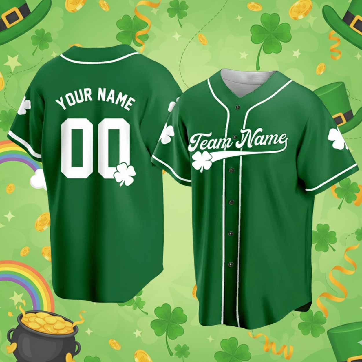 Personalized 2026 St Patrick's Day Baseball Jersey