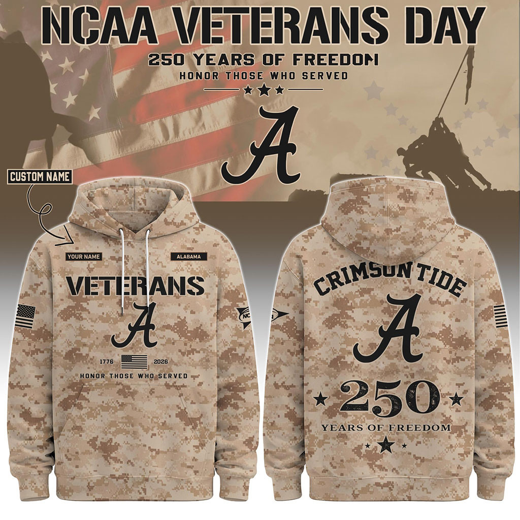 Personalized Alabama Crimson Tide Merch Veterans Day 2026 Hoodie Veterans Day Gifts
