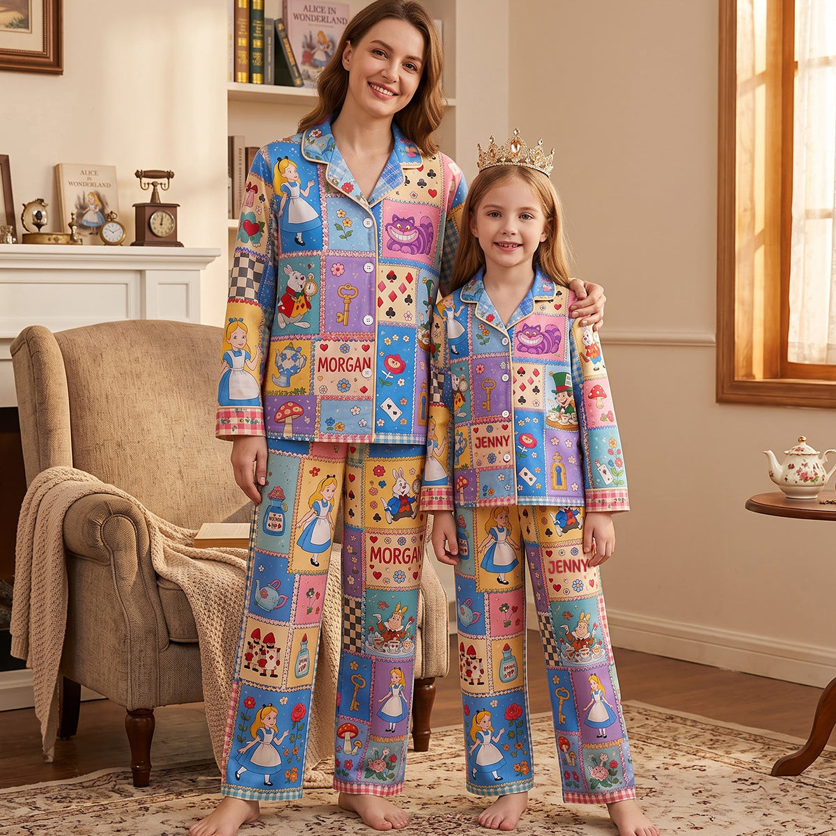 Personalized Alice In Wonderland Fantastical Journey Pajama Set Alice In Wonderland Merch