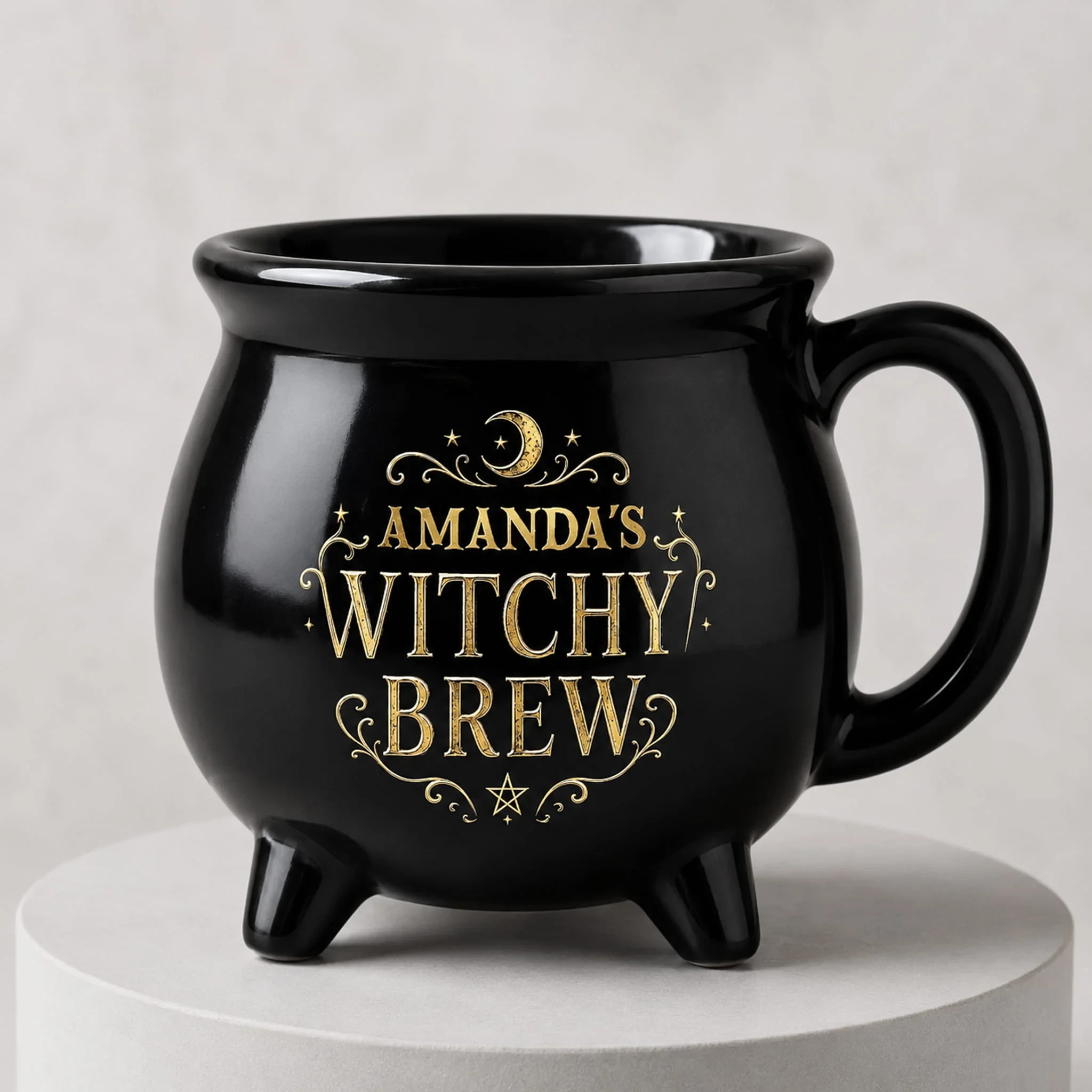 Personalized Amanda's Witchy Brew Halloween Cauldron Mug Spooky Themed Merch Halloween Gifts