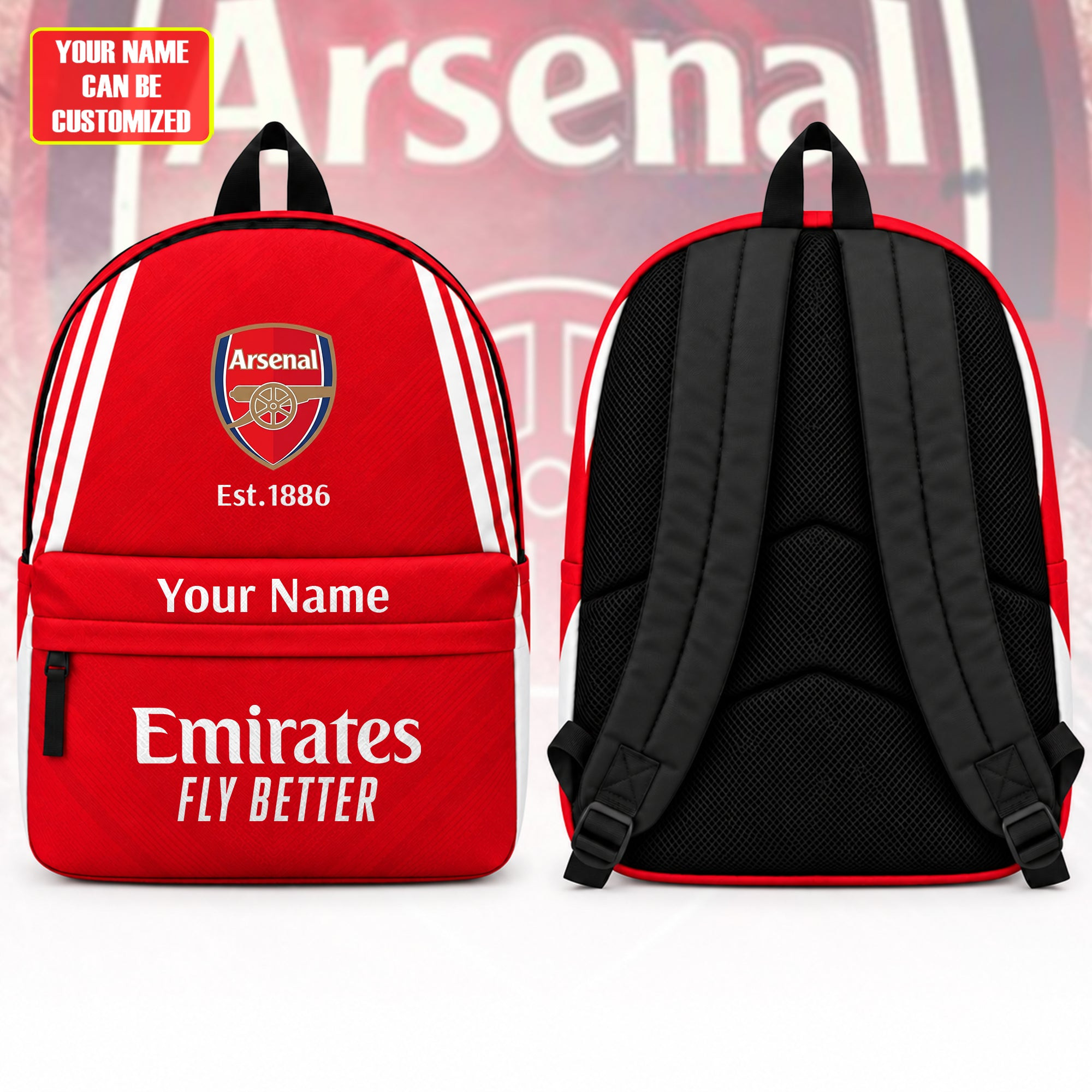 Personalized Arsenal 2026 Emirates Backpack Arsenal FC Merch Football Fan Gift Ideas