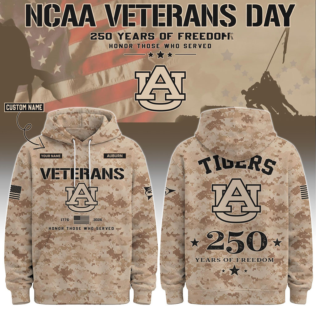 Personalized Auburn Tigers Veterans Day 2026 Hoodie Auburn Tigers Merch Veteran Gifts